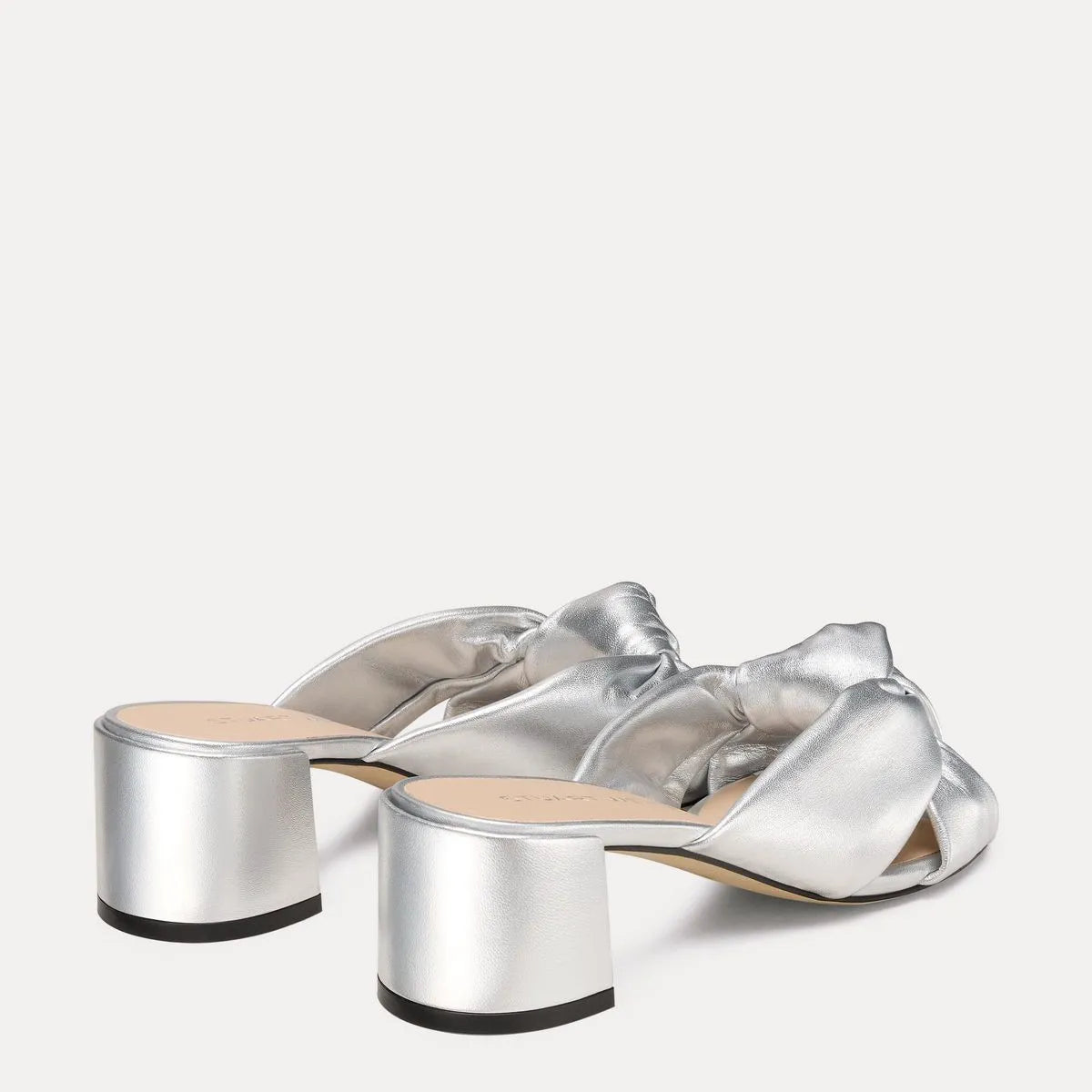 Soplaya Block-Heel Slide Sandal 50 - Silver Leather