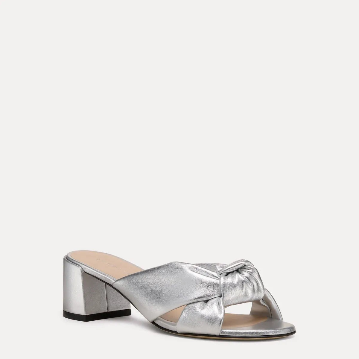 Soplaya Block-Heel Slide Sandal 50 - Silver Leather