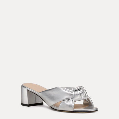 Soplaya Block-Heel Slide Sandal 50 - Silver Leather