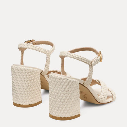Alyssa Woven Block-Heel Sandal 85 - Cream Beige Woven