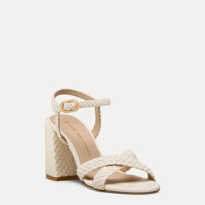 Alyssa Woven Block-Heel Sandal 85 - Cream Beige Woven