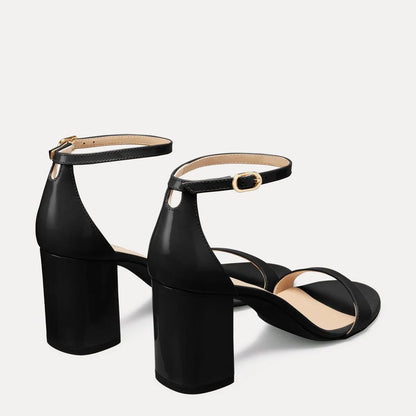 Nudist Block-Heel Sandal 75 - Black Patent Leather