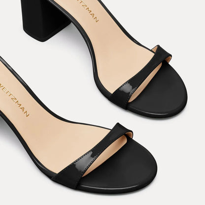 Nudist Block-Heel Sandal 75 - Black Patent Leather