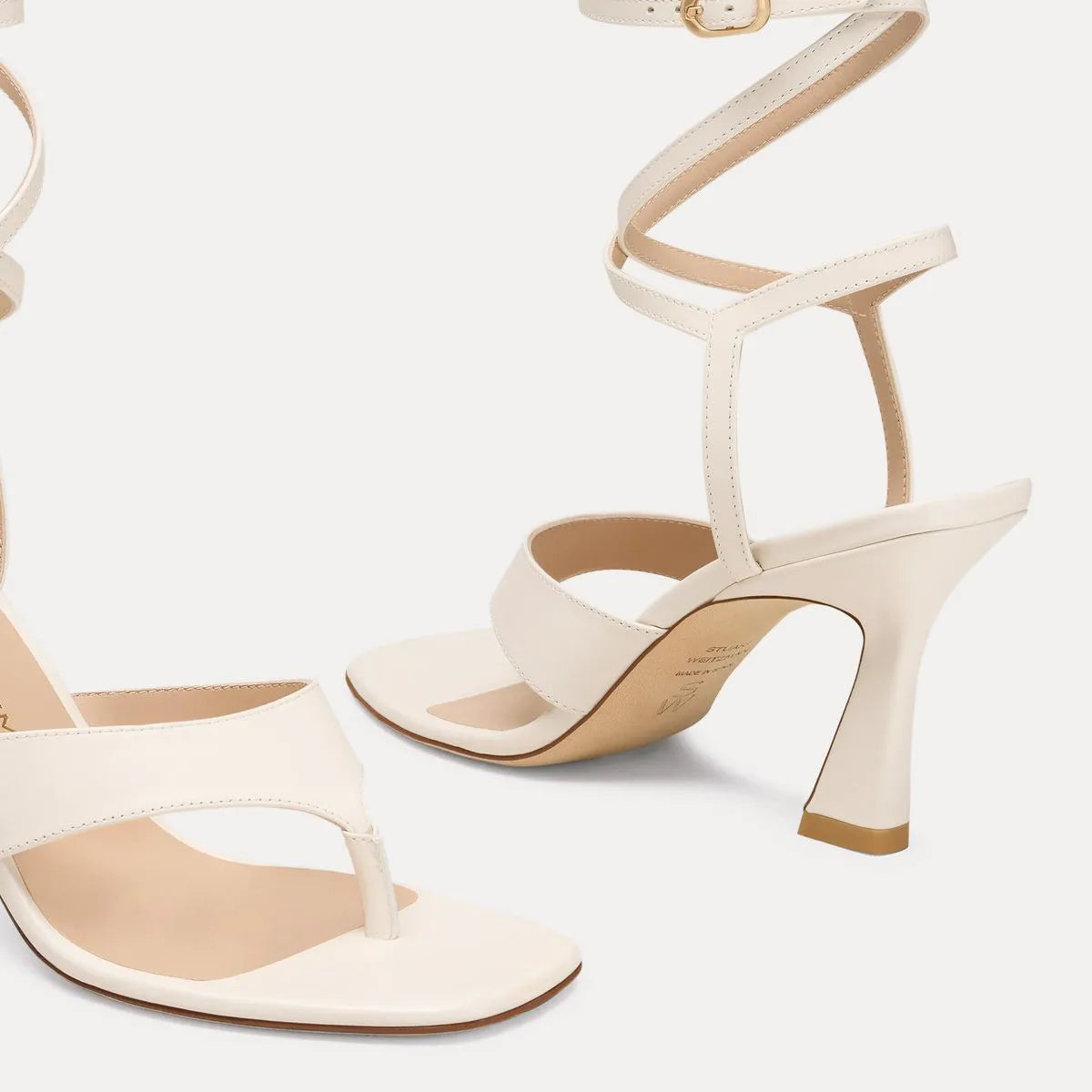 Vinnie Wrap Thong Sandal 85 - Cream Beige Leather