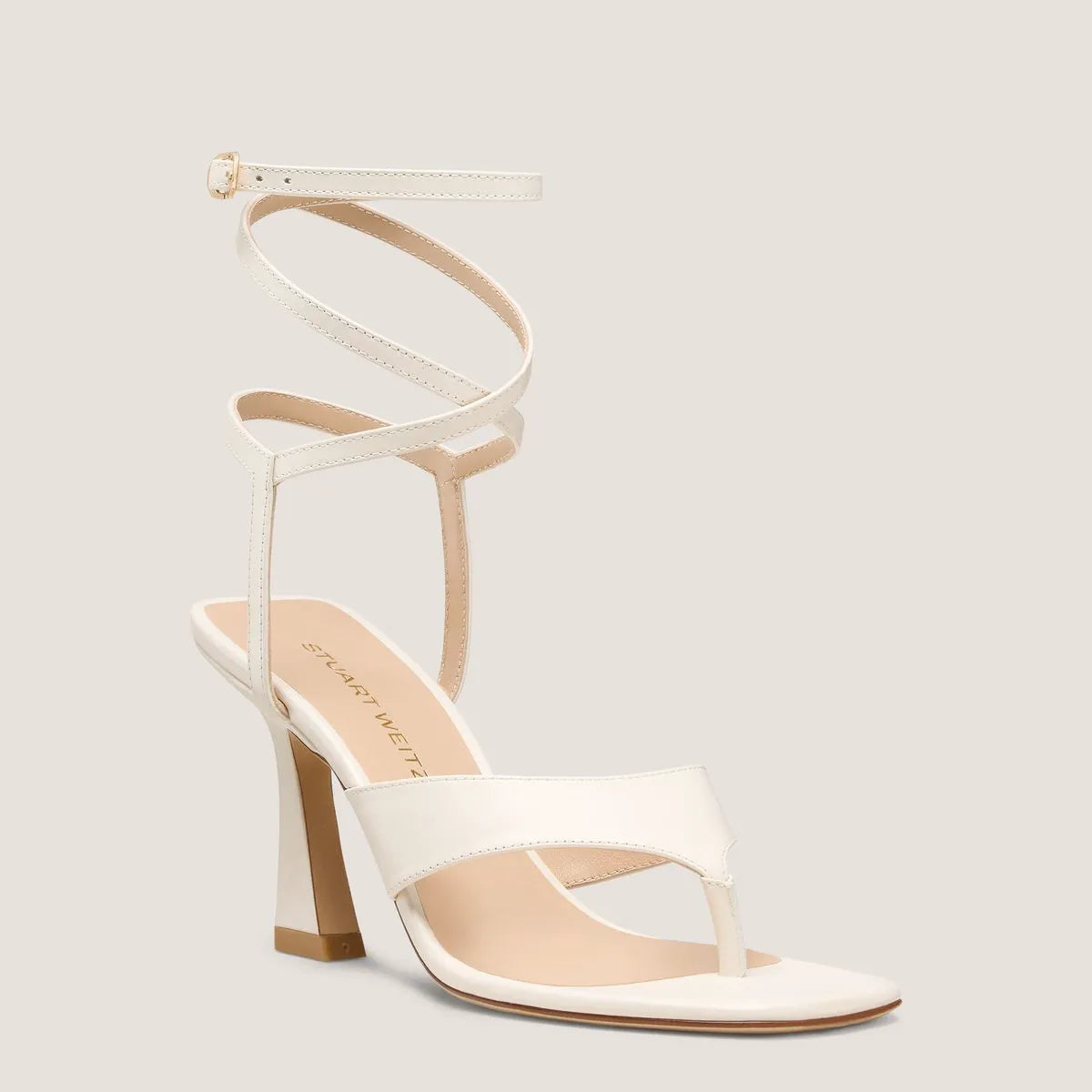 Vinnie Wrap Thong Sandal 85 - Cream Beige Leather