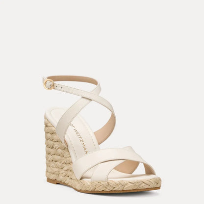 Alyssa Wedge Sandal - Cream Beige Leather