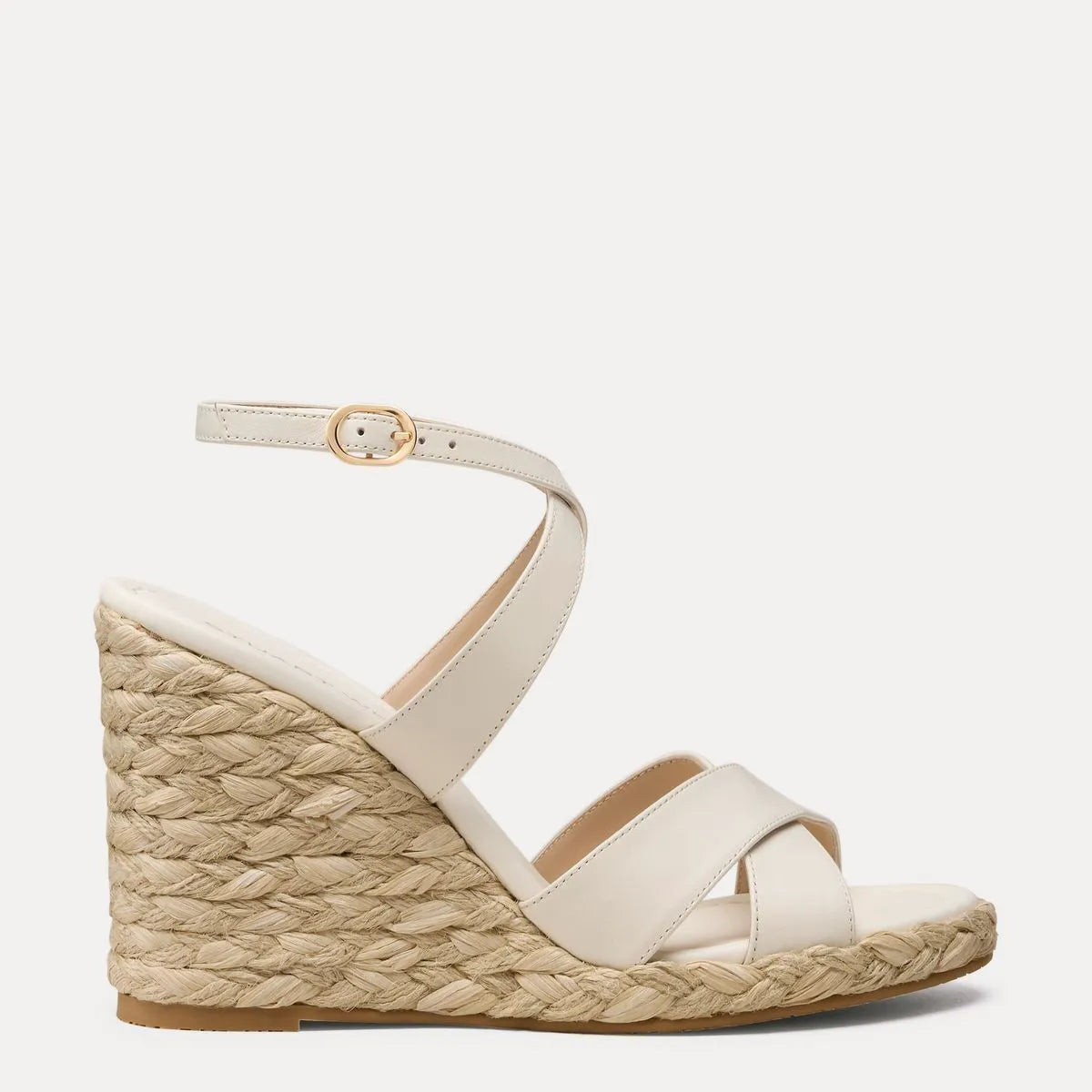 Alyssa Wedge Sandal - Cream Beige Leather
