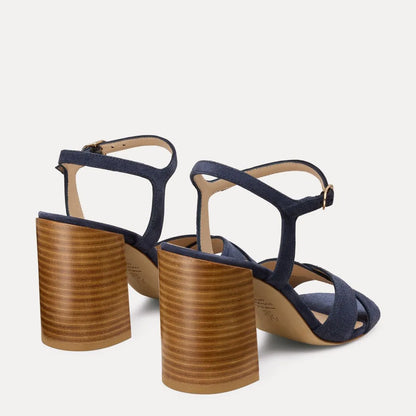 Alyssa Block-Heel Sandal 85 - Nice Blue/New Camel Suede