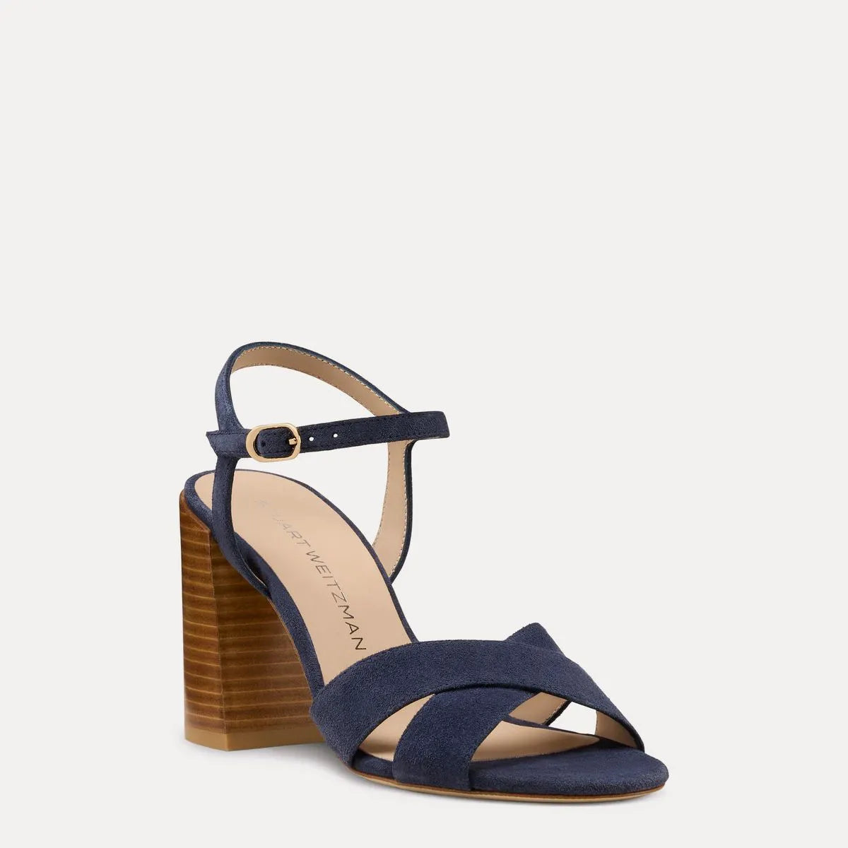 Alyssa Block-Heel Sandal 85 - Nice Blue/New Camel Suede
