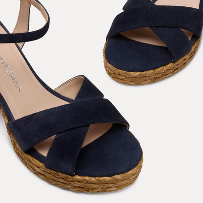 Dayna Platform Sandal 80 - Nice Blue Suede/Raffia
