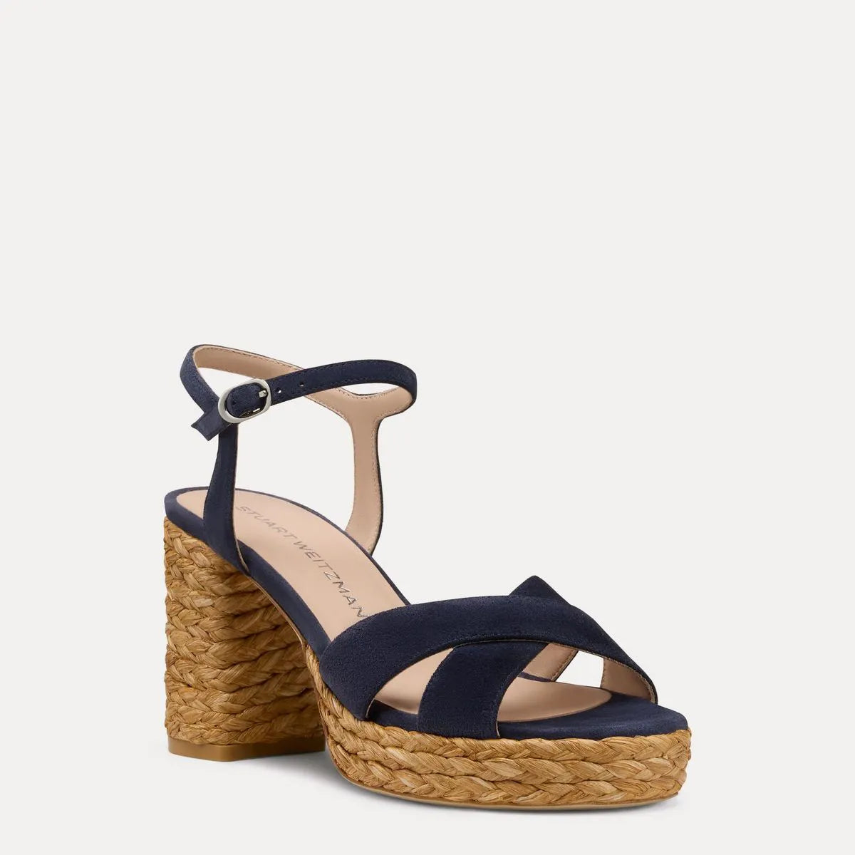 Dayna Platform Sandal 80 - Nice Blue Suede/Raffia