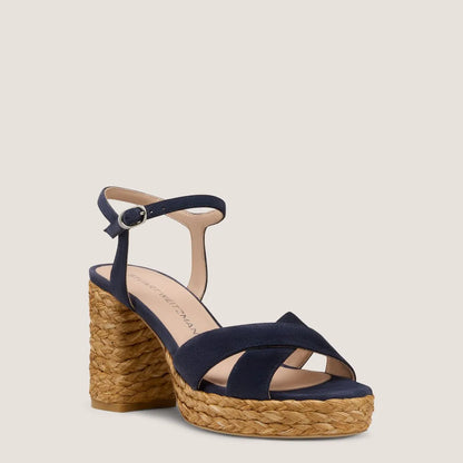 Dayna Platform Sandal 80 - Nice Blue Suede/Raffia
