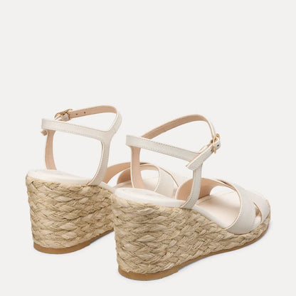 Dayna Espadrille Wedge Sandal - Cream White Leather