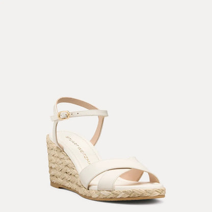 Dayna Espadrille Wedge Sandal - Cream White Leather