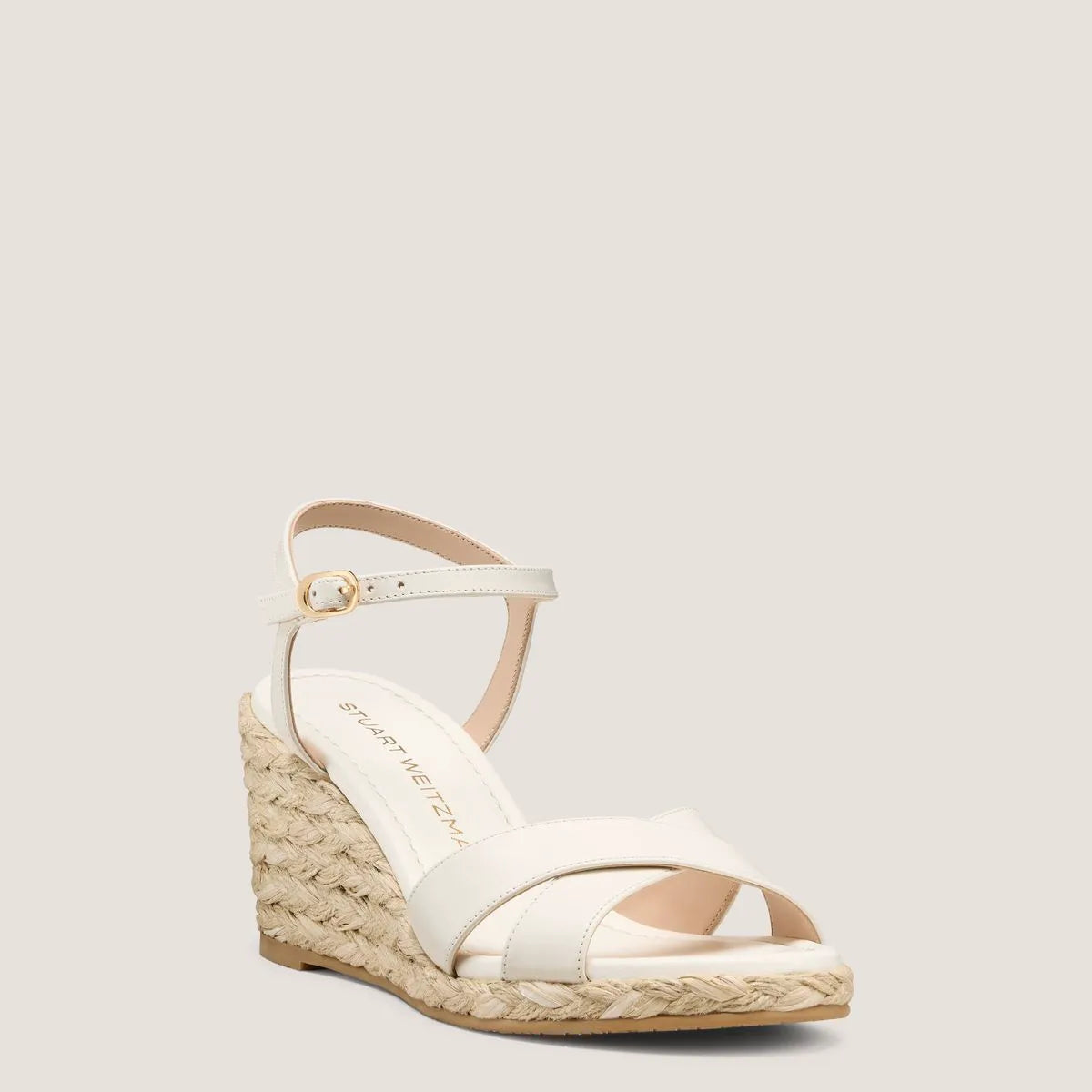 Dayna Espadrille Wedge Sandal - Cream White Leather