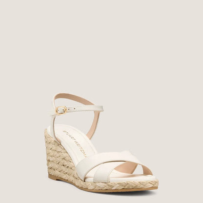 Dayna Espadrille Wedge Sandal - Cream White Leather