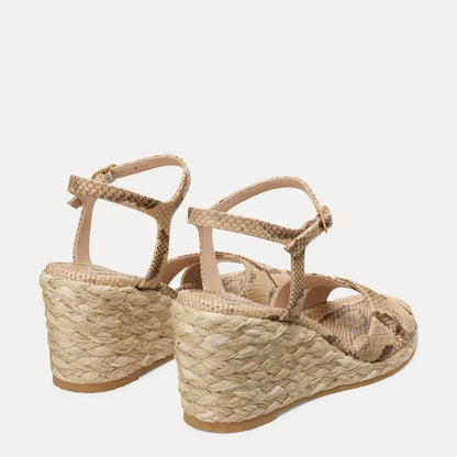 Dayna Espadrille Wedge Sandal - Adobe Beige Leather