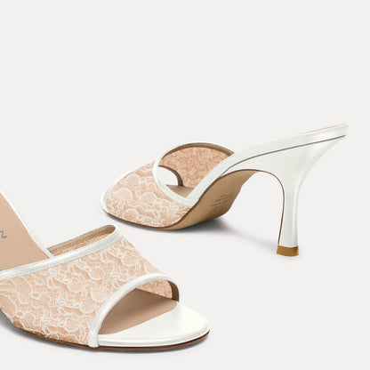 Bareitall Slide Sandal 85 - Blanco/Beige Leather
