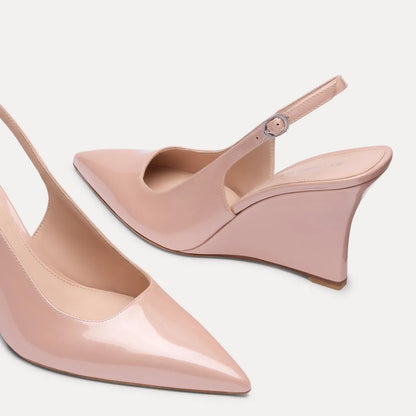 Vinnie Sling Wedge 85 - Blushful Pearlized Patent