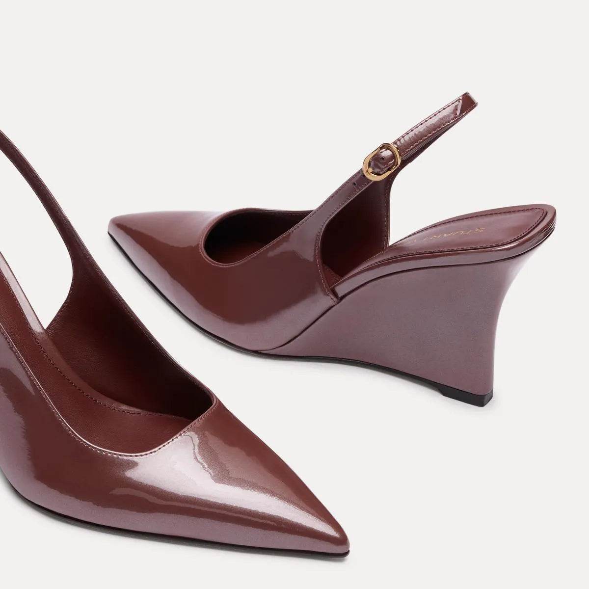 Vinnie Sling Wedge 85 - Brownstone Pearlized Patent