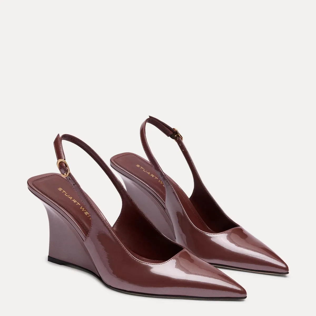 Vinnie Sling Wedge 85 - Brownstone Pearlized Patent
