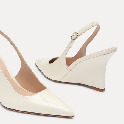 Vinnie Sling Wedge 85 - Linen Pearlized Patent