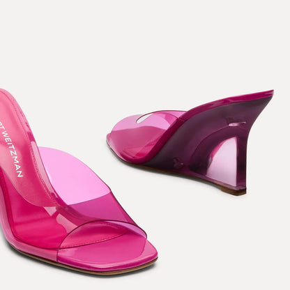 Vinnie Lucite Mule 85 - Peonia Pink Patent Leather
