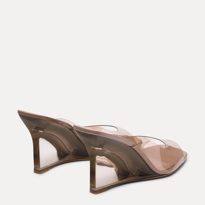 Vinnie Lucite Mule 85 - Blushful Beige Patent Leather