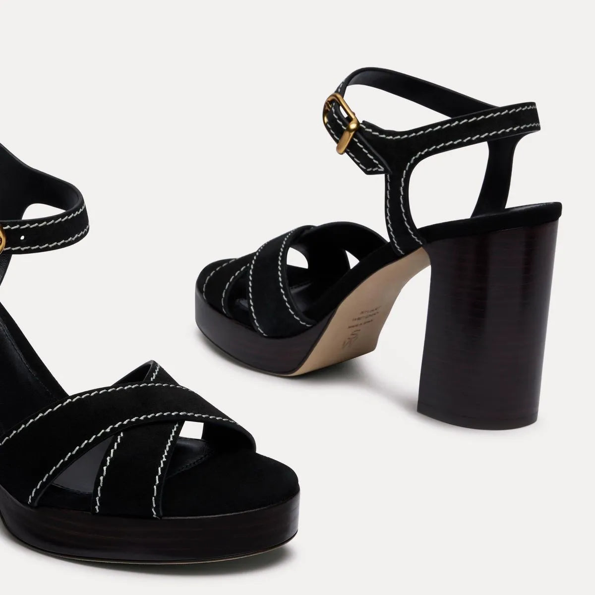 Dayna Saddle Platform Sandal - Black & Maroon Suede