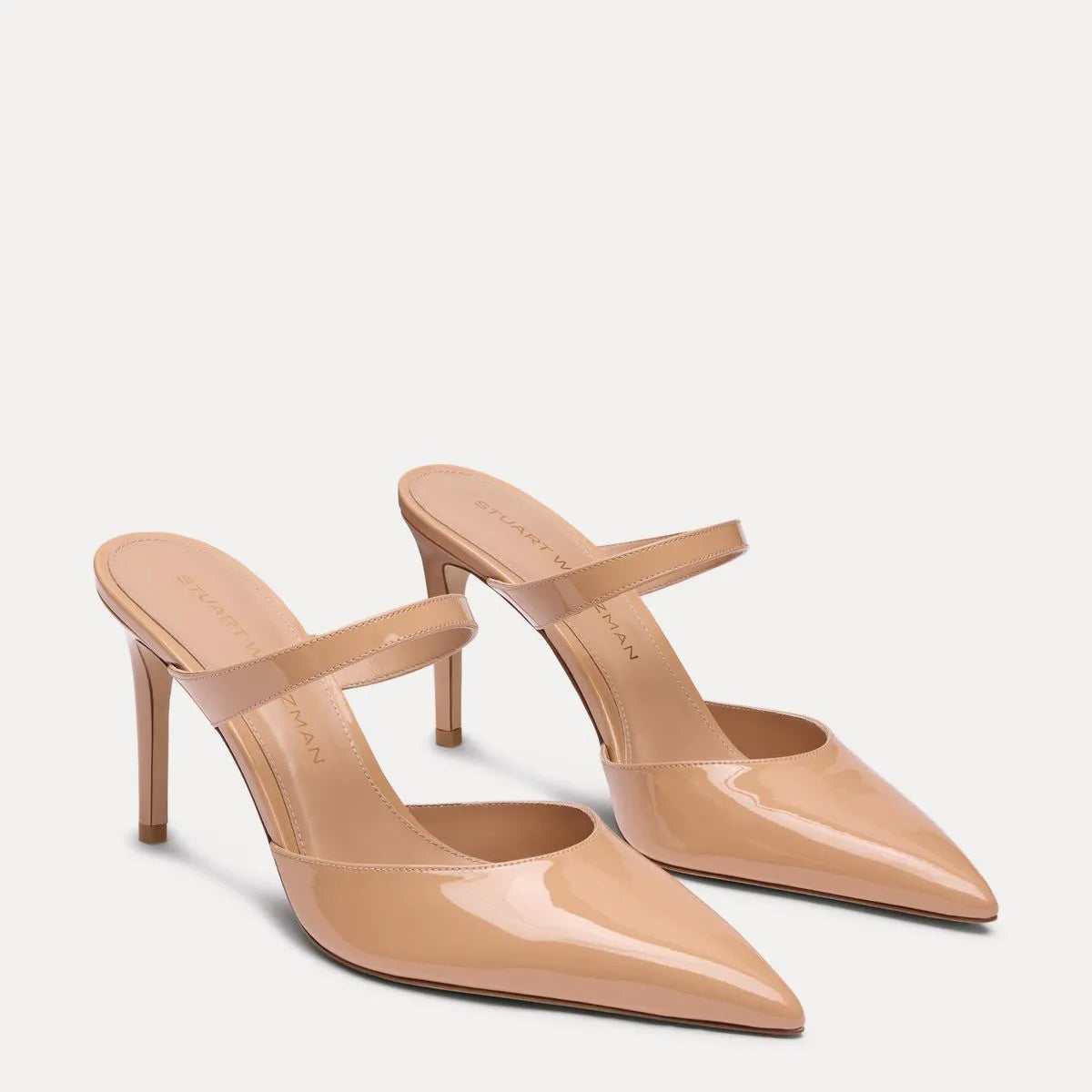 Stuart Power Mule 85 - Adobe Beige Patent Leather