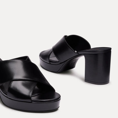 Dayna Platform Slide Sandal - Black Leather