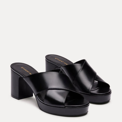 Dayna Platform Slide Sandal - Black Leather