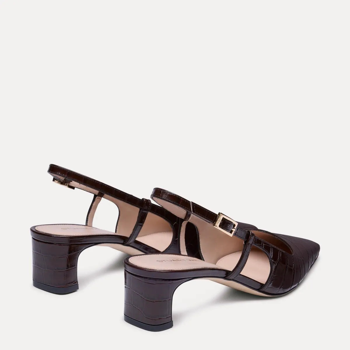 Baby Babette Slingback Pump - Walnut Croco-Printed Leather