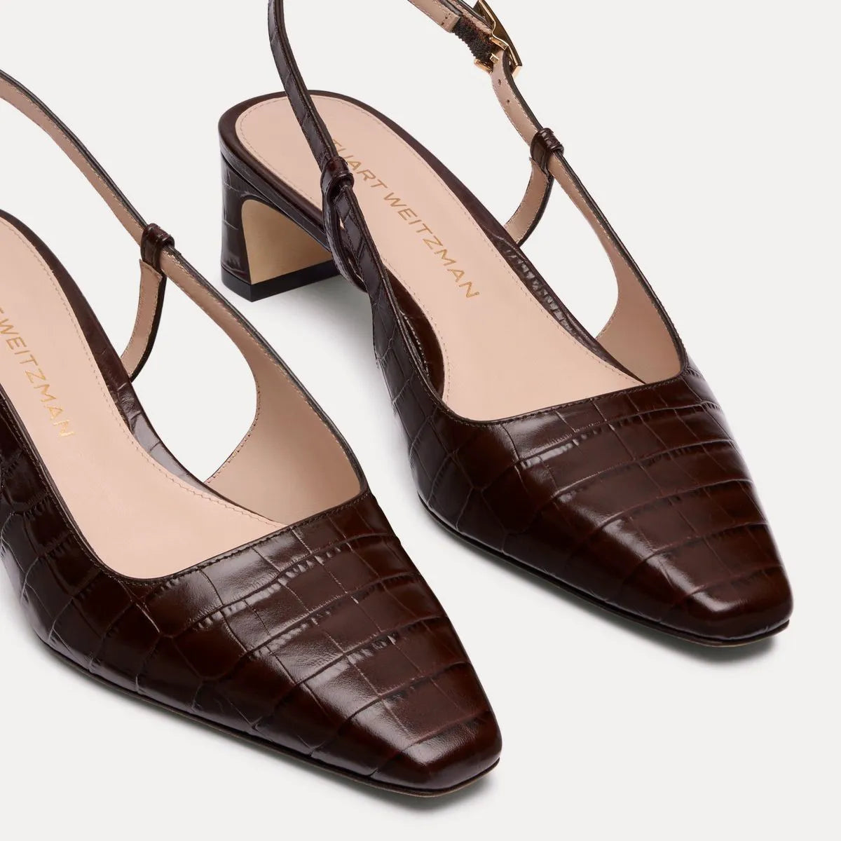 Baby Babette Slingback Pump - Walnut Croco-Printed Leather