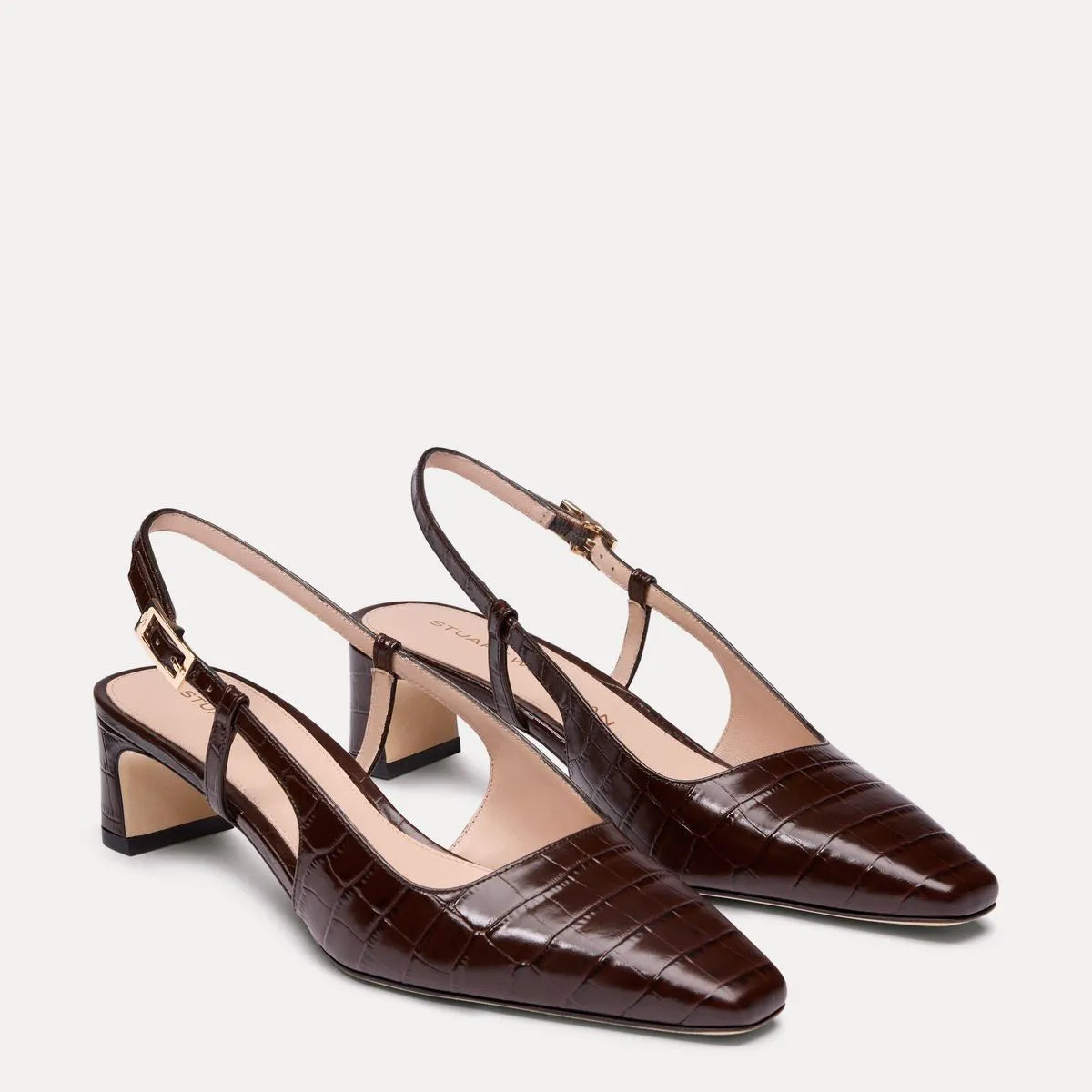Baby Babette Slingback Pump - Walnut Croco-Printed Leather