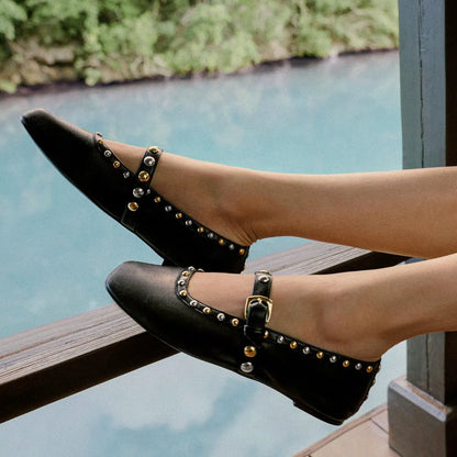 Perry Mary Jane Flat - Black Leather