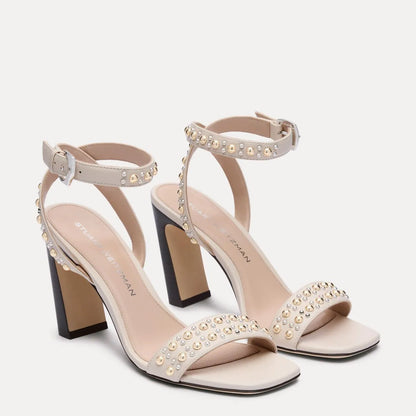 Perry Sandal 85 - Linen & Maroon Leather