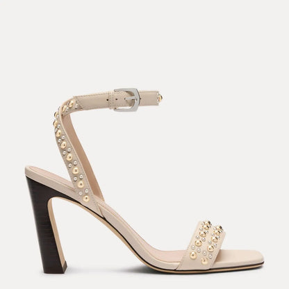 Perry Sandal 85 - Linen & Maroon Leather