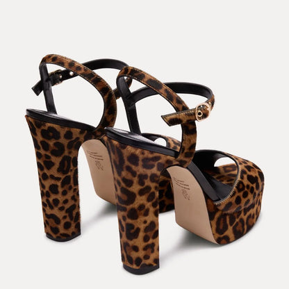 Reade Platform Sandal - Leopard-Print Calf Hair