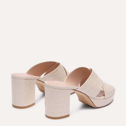 Dayna Platform Slide Sandal - Linen Croco-Printed Leather