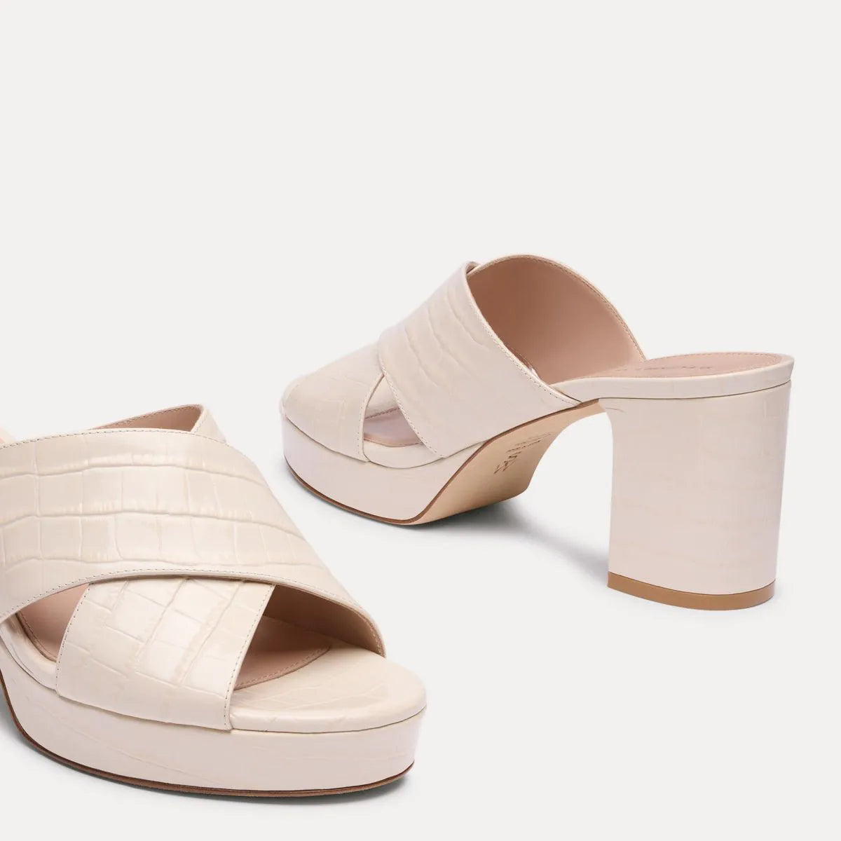 Dayna Platform Slide Sandal - Linen Croco-Printed Leather