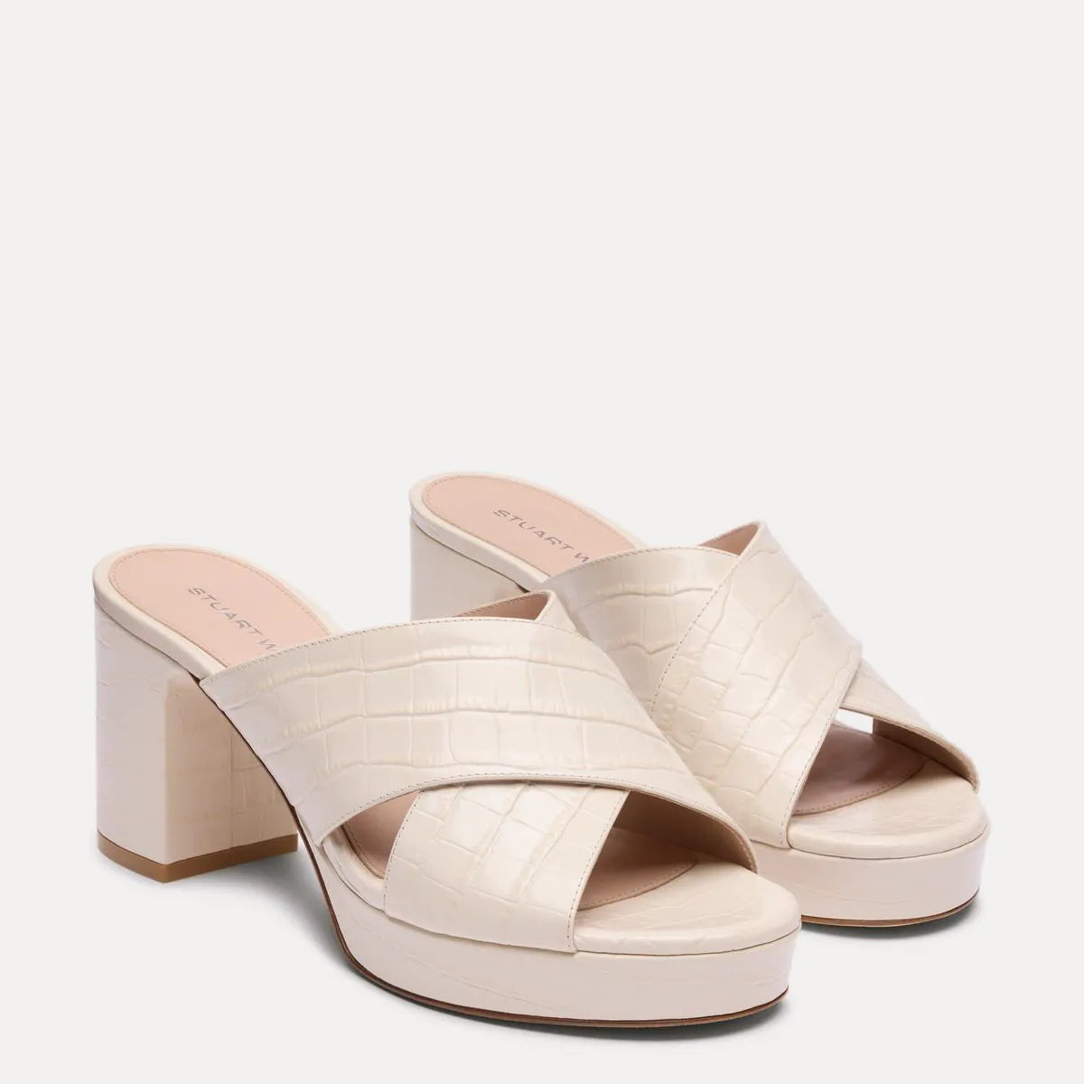 Dayna Platform Slide Sandal - Linen Croco-Printed Leather