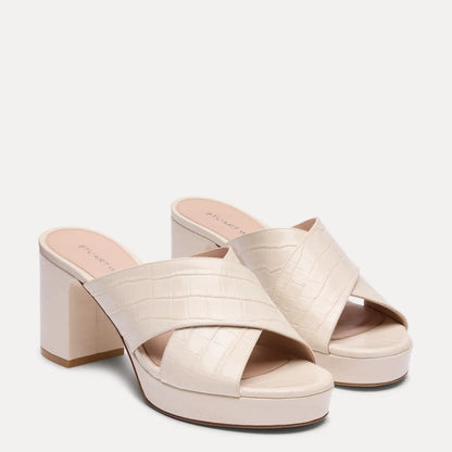 Dayna Platform Slide Sandal - Linen Croco-Printed Leather