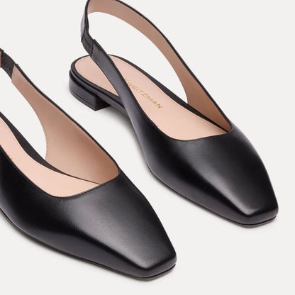 Stassi Slingback Flat - Black Leather