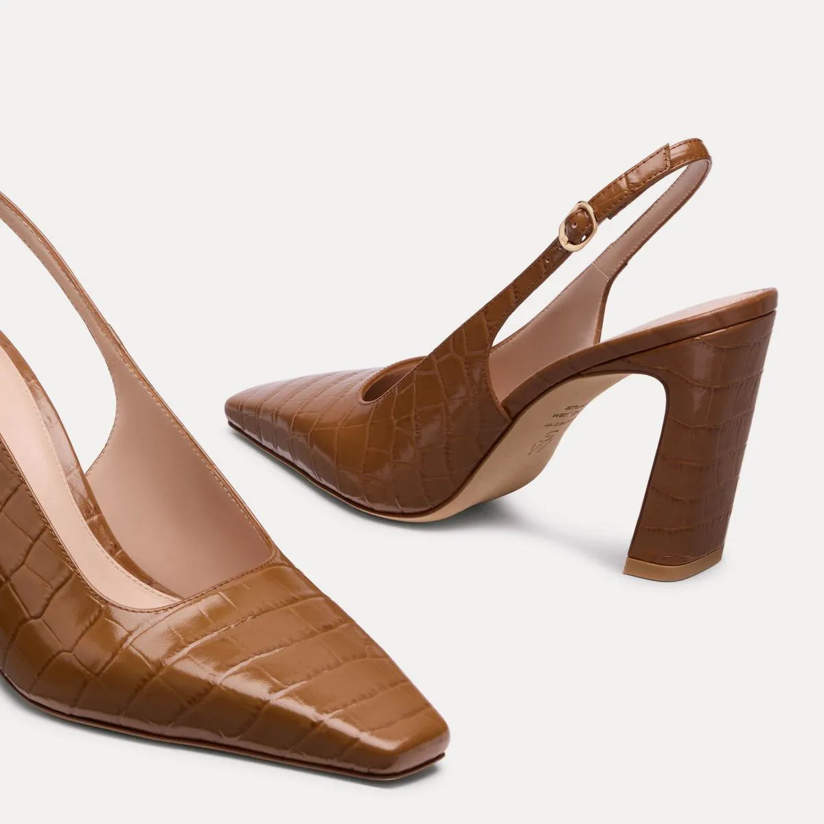 Stassi Slingback Pump 85 - Doe Brown Croco-Print Leather