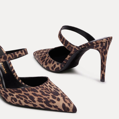 Stuart Power Mule 85 - Leopard-Print Fabric