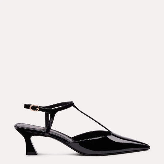 Vinnie T-Strap Pump - Black Patent Leather