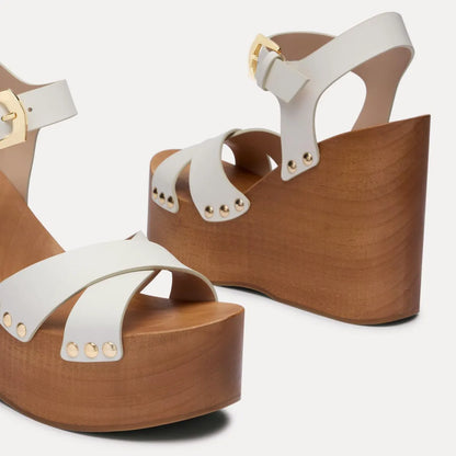 Kate Clog Sandal - Cream Leather