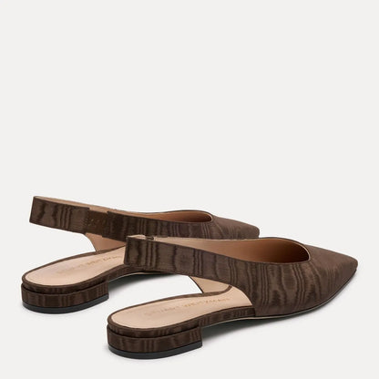 Stassi Slingback Flat - Cigar Brown Fabric