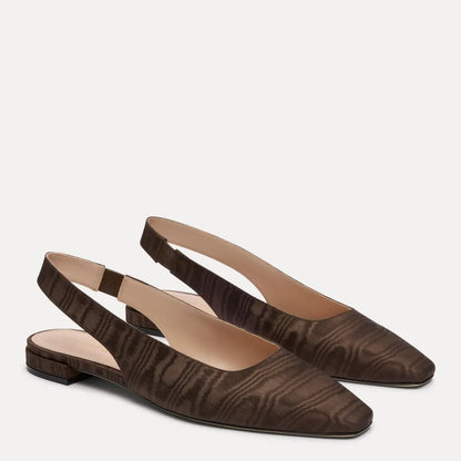 Stassi Slingback Flat - Cigar Brown Fabric